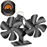 Wood Stove Fan Heat Powered Fireplace Fan, Thermoelectric Fan Eco Fans for Wood Burning/Pellet/Log Burner, Enhanced Dual Motor (Include Accessories Magnetic Stove Thermometer)
