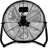 HealSmart 20 Inch 3-Speed High Velocity Heavy Duty Metal Industrial Floor Fans Quiet for Home, Commercial, Residential, and Greenhouse Use, Outdoor/Indoor, Black, 20'