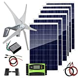 AUECOOR 1000 Watts Solar Panel Wind Turbine Hybrid Kit: 6 pcs 100W Solar Panel +400W Wind Turbine Generator for Home House 12V 24V Battery