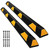 Speedmax Rubber Parking Stoppers for Garage Curb Block 72' Parking Target with 8 Bolts Wheel Stop for Car Truck RV and Trailer Stop Aid 2 Pack Parking Stopper for Garage (72' Long, 2 Pack)
