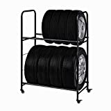 Rolling Tire Rack – Metal, Adjustable, Tire Stand & Protective Cover, Included 4 Adjustable non rolling Legs [Updated 44'' L With 4 Wheels included]
