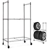 Tire Rack, Tire Storage Rack Heavy Duty, Tire Stand with Wheel, Tire Garage Storage Rack for Home Workshop, 58' H x 36' W x 18' D - Holds 6 Tire with Rims
