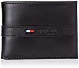 Tommy Hilfiger Men's Leather Wallet - Thin Sleek Casual Bifold with 6 Credit Card Pockets and Removable ID Window, Black
