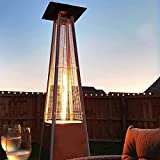Outdoor Patio Heater - Pyramid Glass Tube Patio heater Hammered Portable Finish Stainless Steel Outdoor Heater with Wheels and Cover Pyramid 42,000 BTU Propane Tabletop Patio Heater
