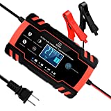 SUHU Car Battery Charger, 12V/8A 24V/4A Smart Automatic Battery Charger Maintainer Trickle Charger for Car Truck Motorcycle Lawn Mower Boat Marine RV SUV ATV SLA Wet AGM Gel Cell Lead Acid Battery