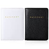 2 Pieces Bridal Passport Covers Holder Travel Wallet Passport Case (White and Black)