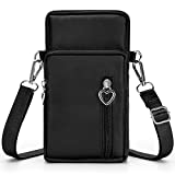 Women Cell Phone Purse Wristband Sport Armband Wallet Travel Crossbody Cell Phone Purse for Galaxy S10 Plus S9 Plus A50 A7 J7,OnePlus 6T,HTC U12 (Black)