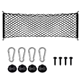 BDFHYK Cargo Net, Adjustable Elastic Rear Trunk Net with 4 Metal Hooks, Universal Double-Layer Storage Organizer, Automotive Cargo Nets for SUV, Cars, 43.3x15.7 inches