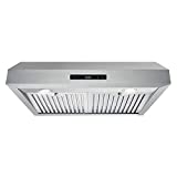 Cosmo UMC30 Under Cabinet Stainless Steel Range Hood with 380 CFM, Permanent Filters & LED Lights, 30 inch