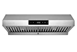 Hauslane | Chef Series 30' PS18 Under Cabinet Range Hood, Stainless Steel | Pro Performance | Contemporary Design, Touch Screen, Dishwasher Safe Baffle Filters, LED Lamps, 3-Way Venting