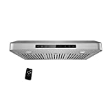 Awoco RH-C06-A36 Classic 6” High 1mm Thick Stainless Steel Under Cabinet 4 Speeds 900 CFM Range Hood with 2 LED Lights (36'W All-In-One)