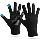 Sn-okylife Running Gloves Cycling Bike Winter Gloves Biking Riding Driving Hiking Thin Workout Touchscreen Lightweight Gloves Black Glove Liners for Cold Weather Ski Glove for Men and Women M
