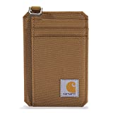 Carhartt Men's Standard Front Pocket, Durable Canvas or Leather Wallet with & Without Money Clip, Nylon Duck Brown, One Size