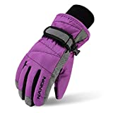 Magarrow Winter Warm Windproof Outdoor Sports Gloves For Children (Purple, Medium (Fit kids 8-10 years old))