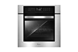 Empava 24' Electric Convection Single Wall Oven 10 Cooking Functions Deluxe 360° ROTISSERIE with Sensitive Touch Control in Stainless Steel, Silver