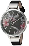 Nine West Women's Silver-Tone and Black Strap Watch