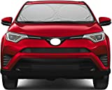 Car Windshield Sunshade with Storage Pouch - Highly Durable 210T Nylon Foldable Car Window Visor Blocks UV Rays & Heat Protection - Interior Accessories Car - Medium (64 Inches x 29 Inches)