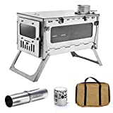 MC Titanium Tent Stove Wood Burning Stove Foldable Ultralight for Backpacking Camping Hunting Pipe Included