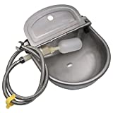 304 Stainless steel Automatic Livestock Waterer with Float Valve and 39 inch Water Hose(one end 3/4''), Automatic Water Bowl for Dogs,Horse,Calf,Chicken,Goat, Farm Livestock Horse Waterer Dispenser